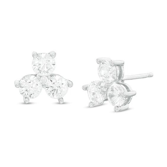 Cubic Zirconia Trio Stud Earrings in Sterling Silver