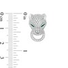 Thumbnail Image 2 of Pear-Shaped Green and White Cubic Zirconia Panther Stud Earrings in Sterling Silver