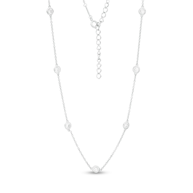 Main Image 1 of Cubic Zirconia Station Necklace in Sterling Silver - 28"