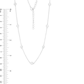 Cubic Zirconia Station Necklace in Sterling Silver - 28"