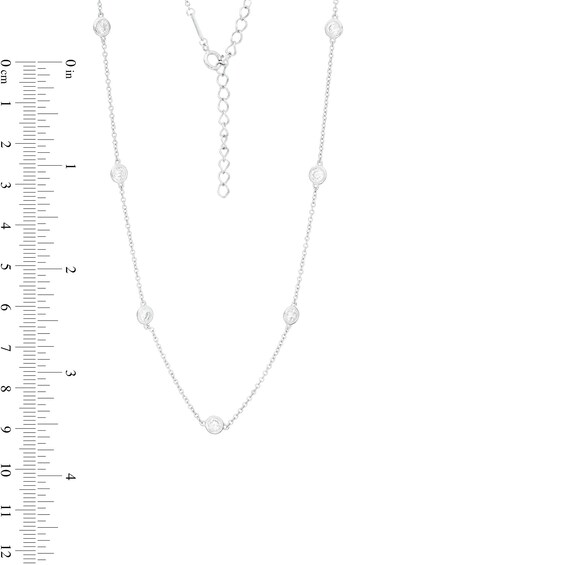 Cubic Zirconia Station Necklace in Sterling Silver - 28"
