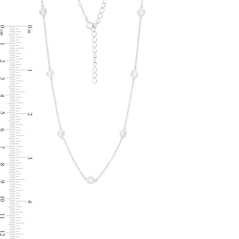 Cubic Zirconia Station Necklace in Sterling Silver - 28"
