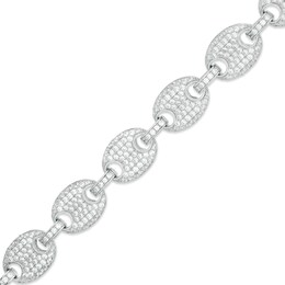 Cubic Zirconia Mariner Chain Link Bracelet in Sterling Silver