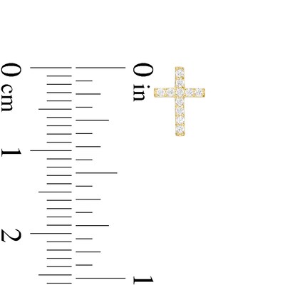 0.9mm Cubic Zirconia Cross Stud Earrings in 14K Gold