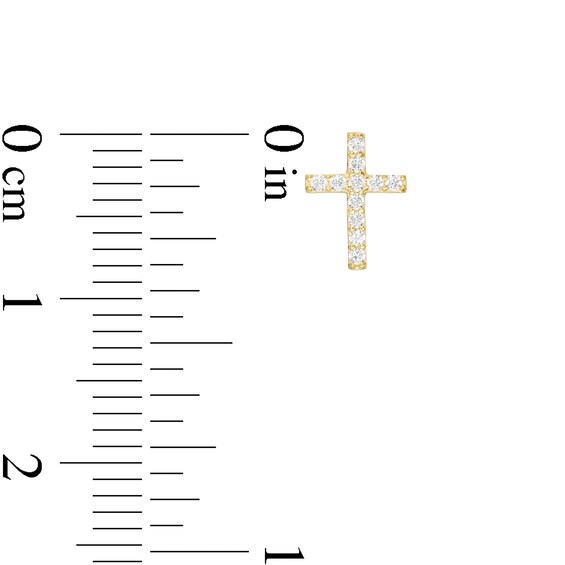 0.9mm Cubic Zirconia Cross Stud Earrings in 14K Gold