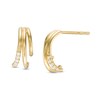 Thumbnail Image 1 of Cubic Zirconia Layered J-Hoop Drop Earrings in 10K Gold