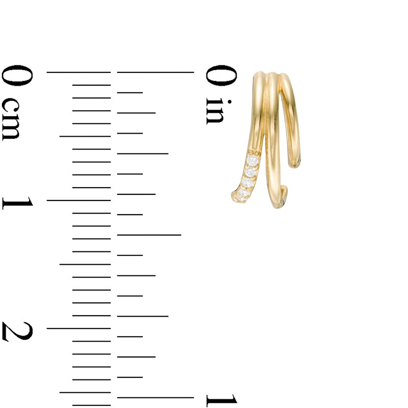 Main Image 2 of Cubic Zirconia Layered J-Hoop Drop Earrings in 10K Gold
