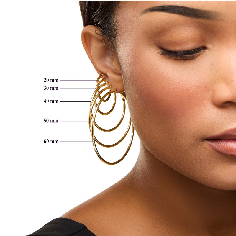 Main Image 3 of 9mm Diamond-Cut Huggie Hoop Earrings in 10K Gold