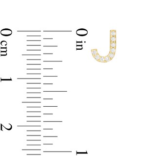 Cubic Zirconia "J" Initial Stud Earrings in 10K Gold
