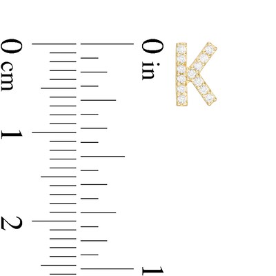 Cubic Zirconia "K" Initial Stud Earrings in 10K Gold