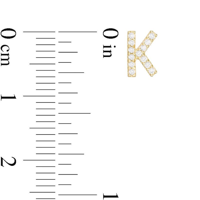 Main Image 2 of Cubic Zirconia "K" Initial Stud Earrings in 10K Gold