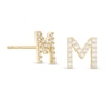 Thumbnail Image 1 of Cubic Zirconia "M" Initial Stud Earrings in 10K Gold