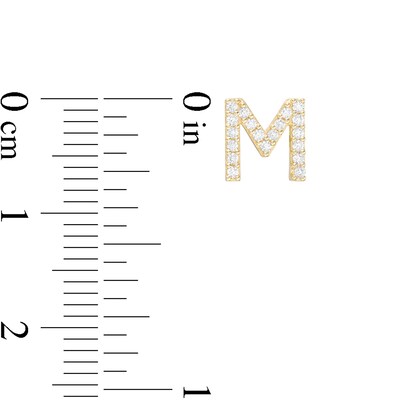 Cubic Zirconia "M" Initial Stud Earrings in 10K Gold