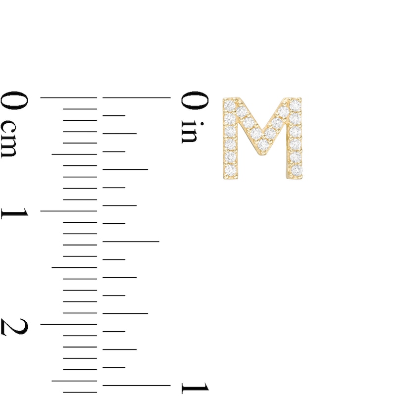 Main Image 2 of Cubic Zirconia "M" Initial Stud Earrings in 10K Gold