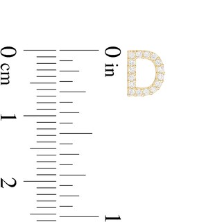 Cubic Zirconia "D" Initial Stud Earrings in 10K Gold