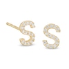 Thumbnail Image 1 of Cubic Zirconia "S" Initial Stud Earrings in 10K Gold