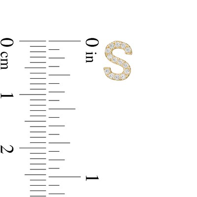 Cubic Zirconia "S" Initial Stud Earrings in 10K Gold