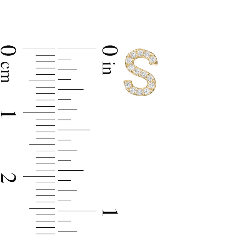 Main Image 2 of Cubic Zirconia "S" Initial Stud Earrings in 10K Gold