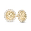 Thumbnail Image 1 of Cubic Zirconia Frame Diamond-Cut Dome Stud Earrings in 10K Gold