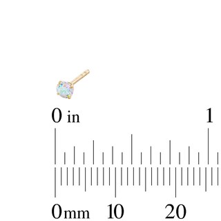 Simulated Opal and Cubic Zirconia Three Piece Stud Earrings Set in 10K Gold