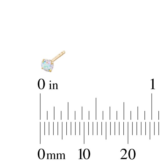 Simulated Opal and Cubic Zirconia Three Piece Stud Earrings Set in 10K Gold