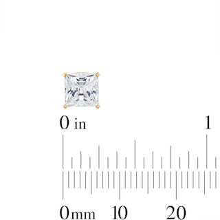 6mm Princess-Cut and Round Cubic Zirconia Stud Earrings Set in 10K Gold