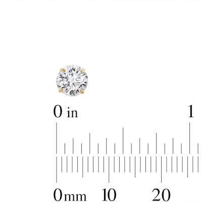 6mm Princess-Cut and Round Cubic Zirconia Stud Earrings Set in 10K Gold