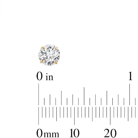 6mm Princess-Cut and Round Cubic Zirconia Stud Earrings Set in 10K Gold