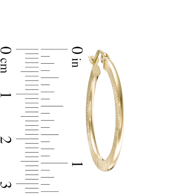 Main Image 2 of 20mm Flat Ribbed Hoop Earrings in 10K Gold