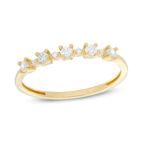 Alternating Cubic Zirconia Ring in 10K Gold - Size 7