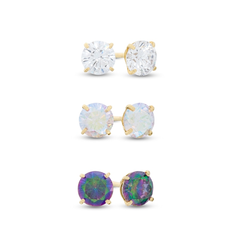 Main Image 1 of 4mm Multi-Color Cubic Zirconia Stud Earrings Set in 10K Gold