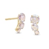 Thumbnail Image 0 of Iridescent Cubic Zirconia Three Stone Stud Earrings in 10K Gold