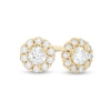 Thumbnail Image 0 of Cubic Zirconia Frame Flower Stud Earrings in 10K Gold