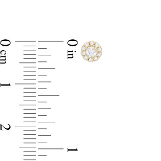 Cubic Zirconia Frame Flower Stud Earrings in 10K Gold