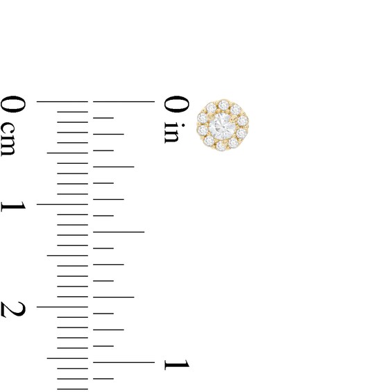 Cubic Zirconia Frame Flower Stud Earrings in 10K Gold