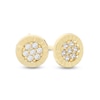 Composite Cubic Zirconia Diamond-Cut Frame Stud Earrings in 10K Semi-Solid Gold