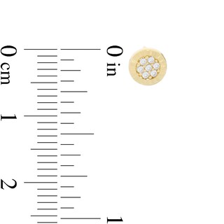 Composite Cubic Zirconia Diamond-Cut Frame Stud Earrings in 10K Semi-Solid Gold