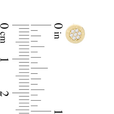 Composite Cubic Zirconia Diamond-Cut Frame Stud Earrings in 10K Semi-Solid Gold