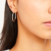 Thumbnail Image 2 of 10K Hollow Gold Diamond-Cut Square Textured Hoops