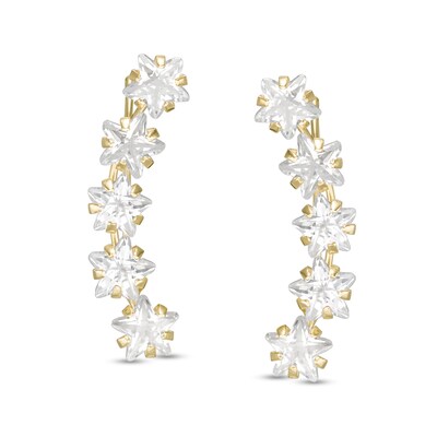 4mm Star-Shaped Cubic Zirconia Crawler Earrings in 10K Gold