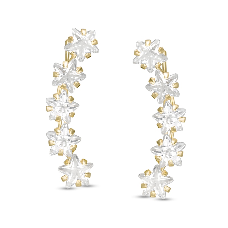 4mm Star-Shaped Cubic Zirconia Crawler Earrings in 10K Gold