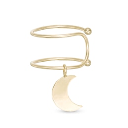 Moon Charm Dangle Ear Cuff in 10K Gold