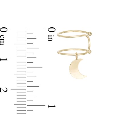 Moon Charm Dangle Ear Cuff in 10K Solid Gold