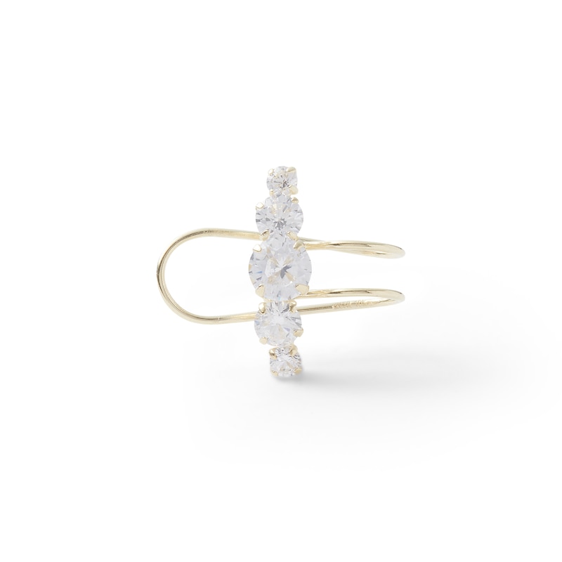 Cubic Zirconia Crawler-Style Ear Cuff in 10K Semi-Solid Gold