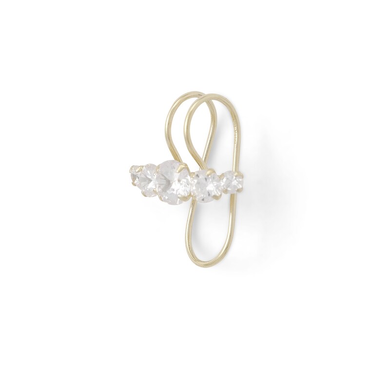 Cubic Zirconia Crawler-Style Ear Cuff in 10K Semi-Solid Gold