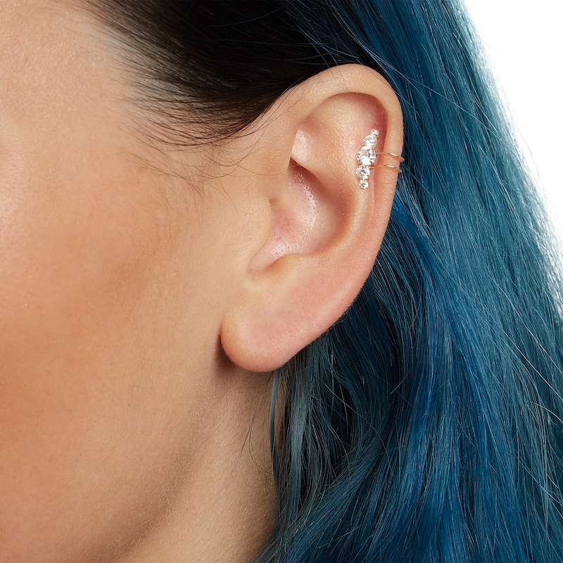 Cubic Zirconia Crawler-Style Ear Cuff in 10K Semi-Solid Gold