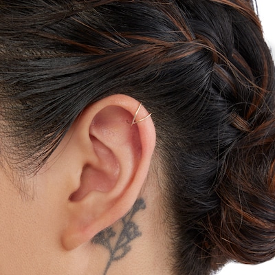 Criss-Cross Ear Cuff in 10K Solid Gold