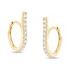 Thumbnail Image 1 of Cubic Zirconia Climber-Style Huggie Hoop Earrings in 10K Gold