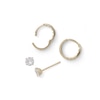 Thumbnail Image 1 of Cubic Zirconia Two Pair Huggie Hoop and Solitaire Stud Earrings Set in 10K Gold