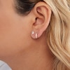 Thumbnail Image 2 of Cubic Zirconia Two Pair Huggie Hoop and Solitaire Stud Earrings Set in 10K Gold